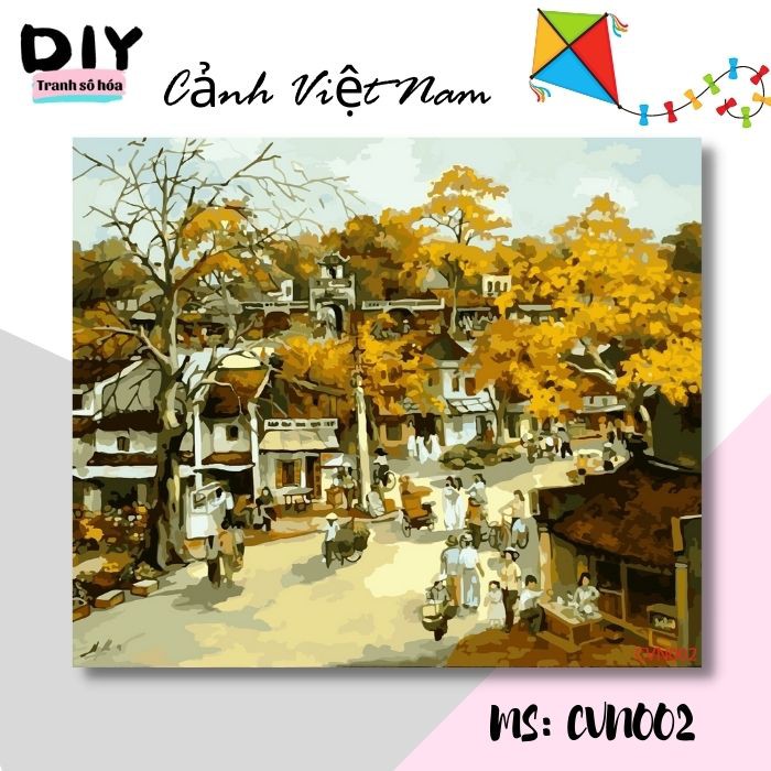 Tranh tô màu theo số DIY Tranh Cảnh Việt Nam Hà Nội xưa CVN002