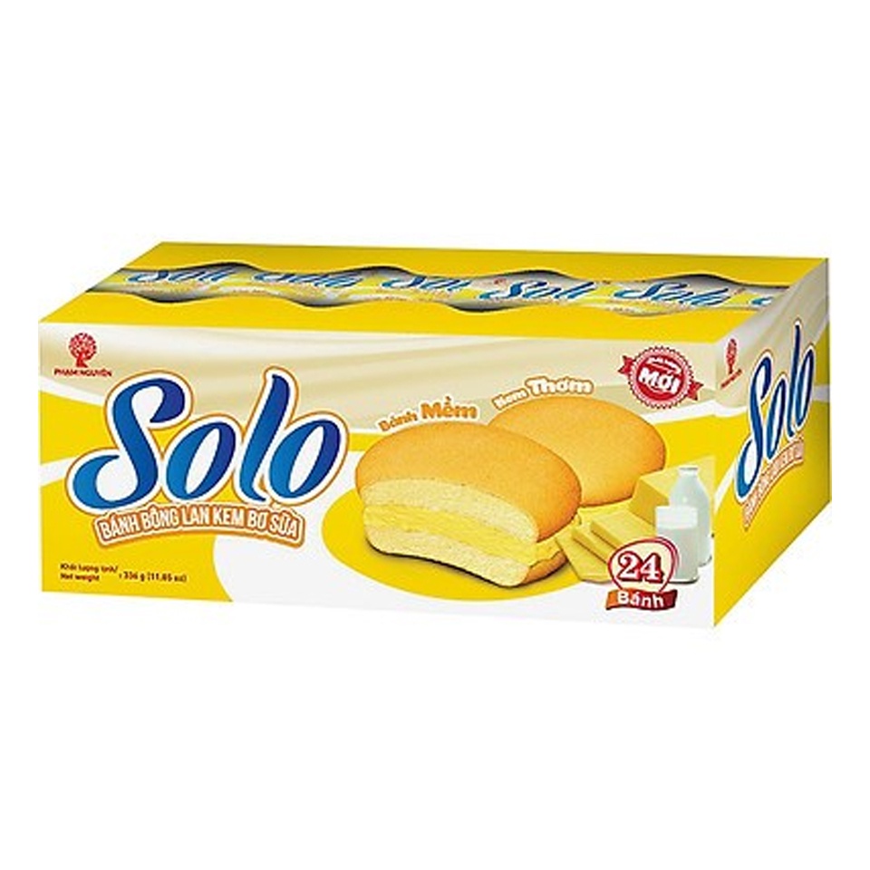 Bánh bông lan Solo vị bơ sữa hộp 336g