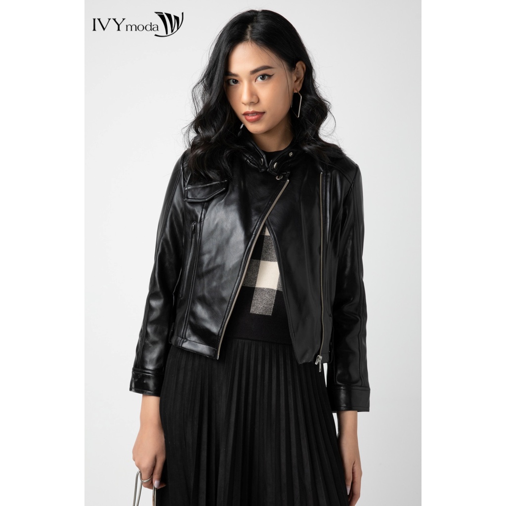 Áo khoác biker nữ giả da IVY moda MS 70B7930