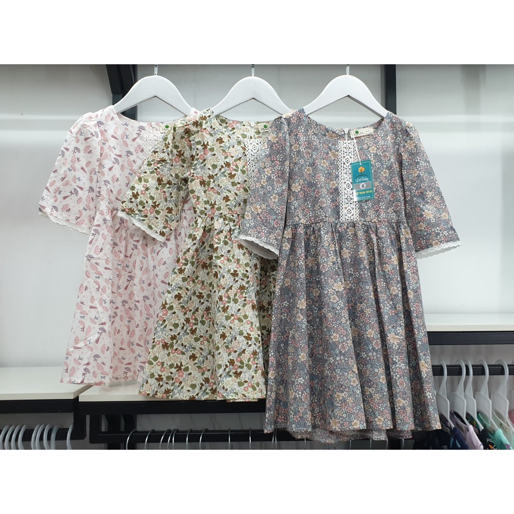 VT00479 Váy thu đông hoa ren bé gái size từ 2-8 tuổi.