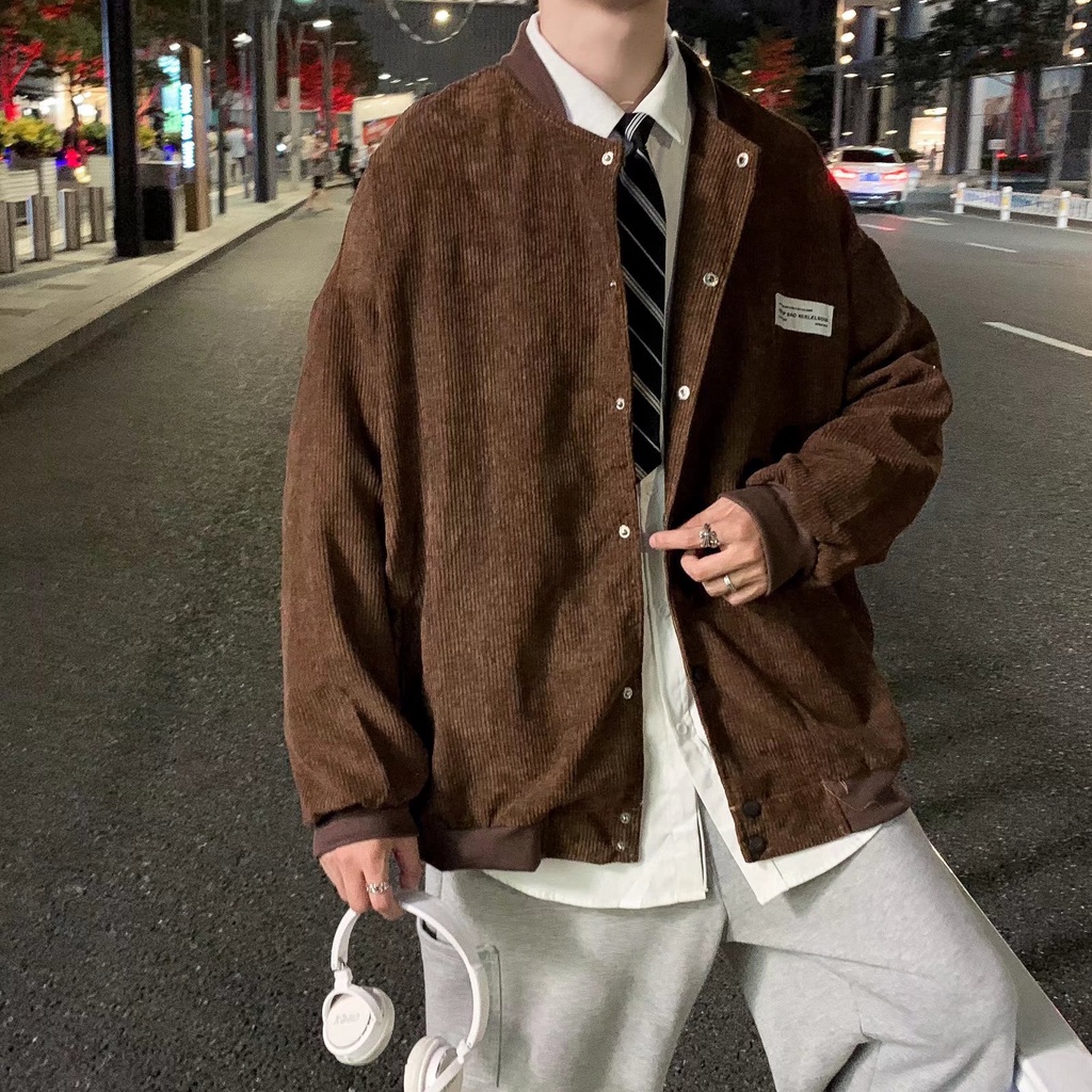 Áo Khoác Bóng Chày Vải Nhung Thêu Họa Tiết Phong Cách Âu Mỹ Thời Trang Cho Nam