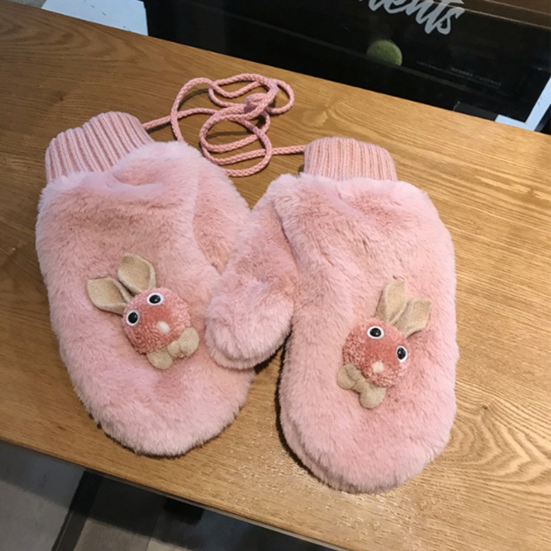 Găng Tay Lông Xù Kiểu Dáng Động Vật Hoạt Hình Dễ Thương Dành Cho Nữ