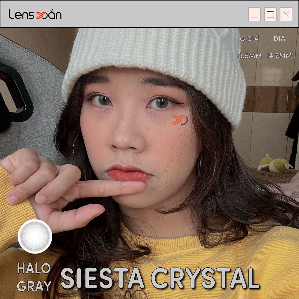 KÍNH ÁP TRÒNG CAO CẤP SIESTA CRYSTAL HALO GRAY: LENS XÁM SÁNG NHẸ NHÀNG| PC HYDROGEL LENS| COLOR CL| LENS XOẮN