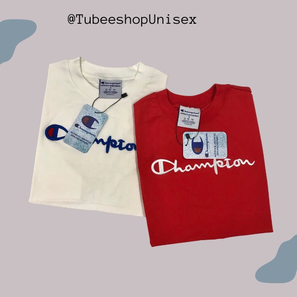 Áo thun tay lỡ Champion chữ thêu logo tay thêu cao cấp unisex nam nữ