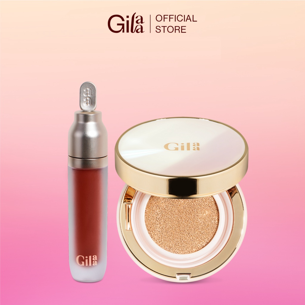 Combo Phấn nước Gilaa Long Wear DD Cushion (13g) &amp; Gilaa Plumping Lip Serum (3.8g)