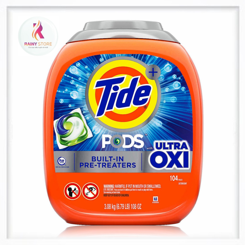 Viên giặt xả Tide Pods 4 in 1 Ultra Oxi 104 viên của Mỹ