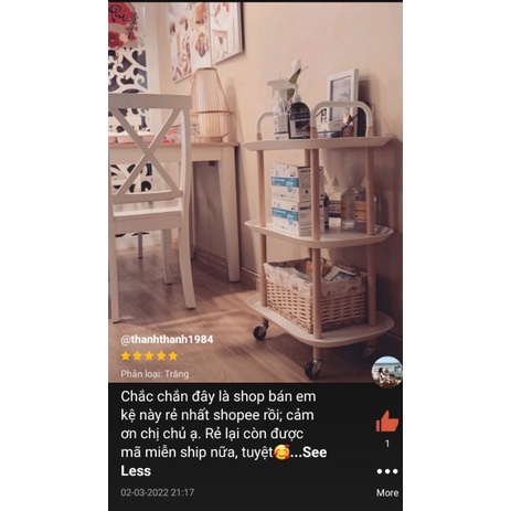 Kệ 3 tầng Umoo oval đa năng, có bánh xe, tiện dụng và để decor siêu đẹp