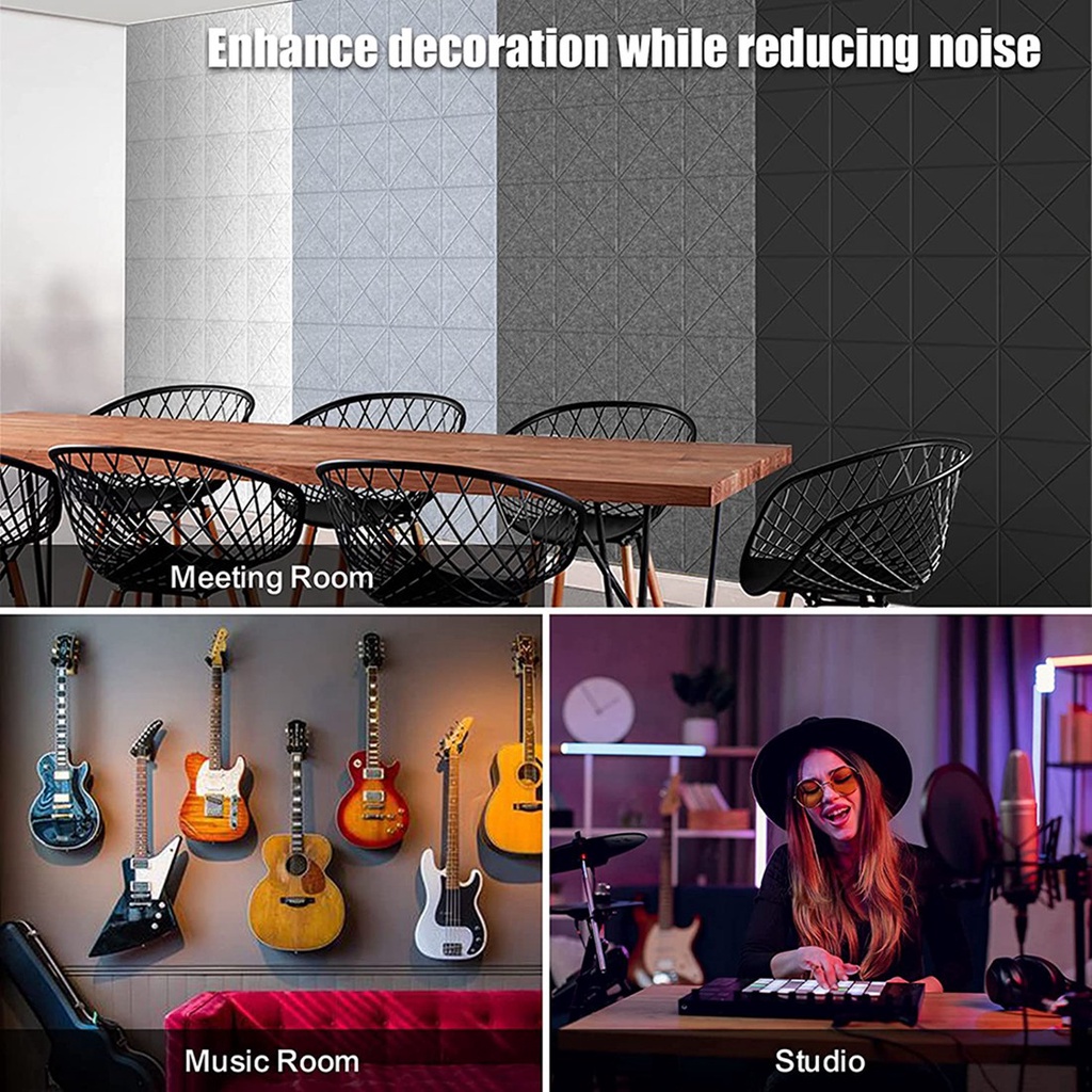 Set 12 Tấm Xốp Cách Nhiệt Tự Dính Chống Dây Dán Tường Acoustic