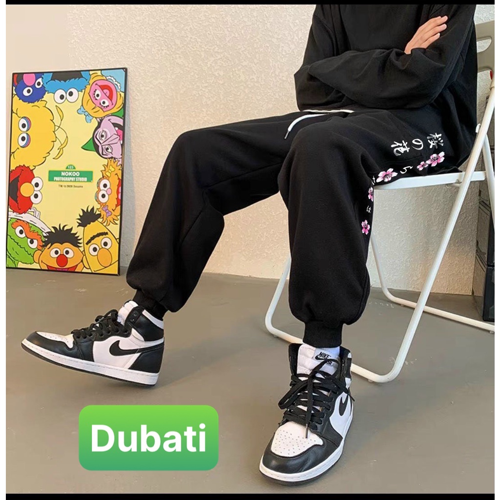 QUẦN JOGGER NAM NỮ UNISEX CHẤT NỈ DÀY DA CÁ ỐNG SUÔNG RỘNG HOA ĐÀO PHONG CÁCH SANG CHẢNH VIP - DUBATI FASHION