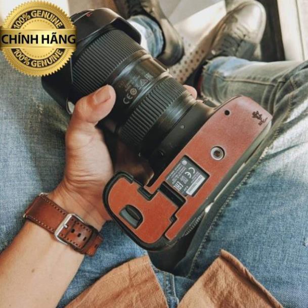 Tấm đệm lót đế Canon 6D da bò nâu đỏ .