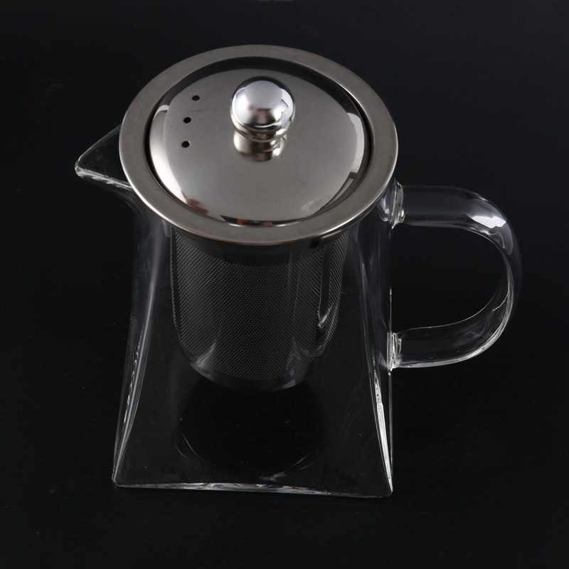 Ấm Trà Bằng Thủy Tinh Hình Vuông Dung Tích 550Ml Có Đồ Lọc Tiện Dụng