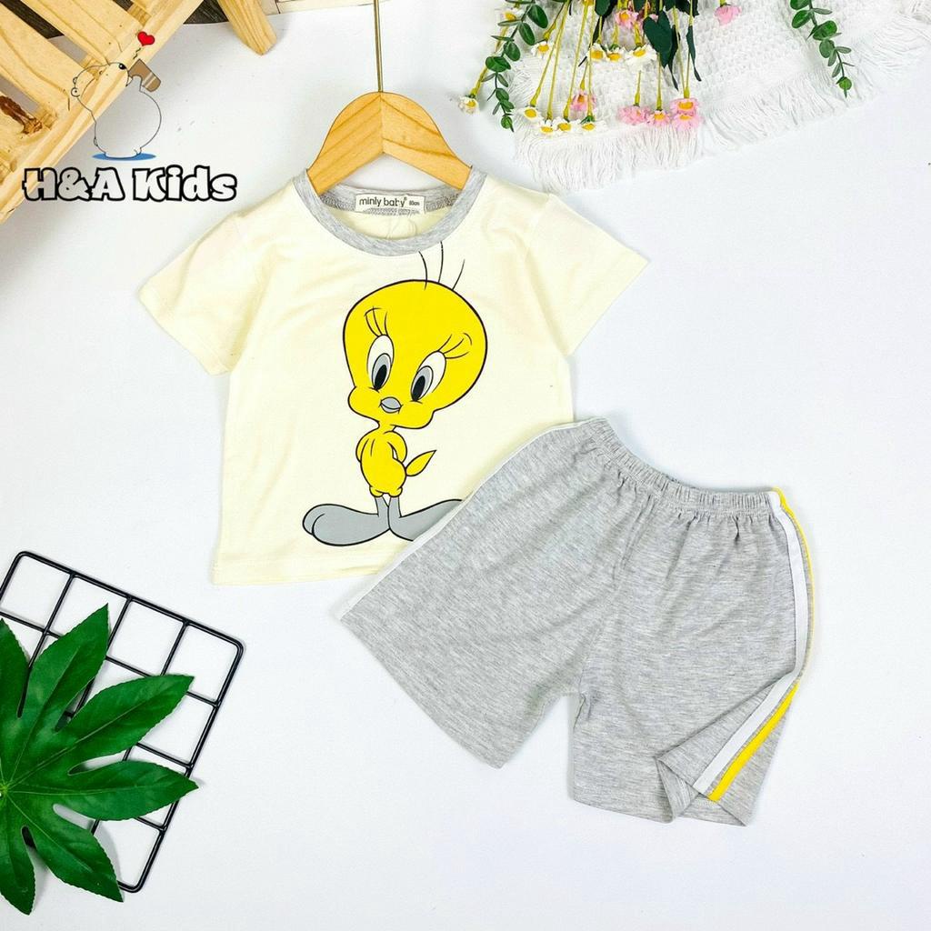 [7-30] Bộ Cộc Tay Bé Trai MINLYBABY Chính Hãng In Hình Động Vật Dễ Thương - Unibaby -  BCQPS2