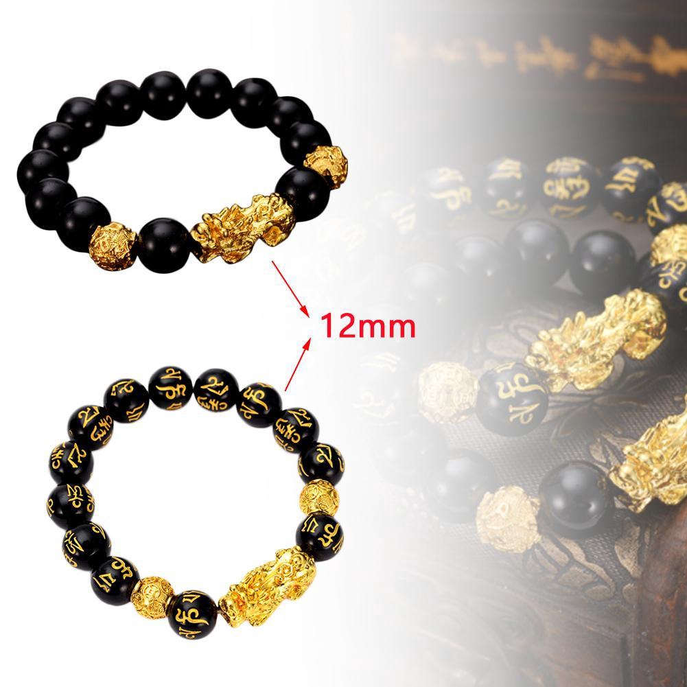 💕💕 Vòng đeo tay chuỗi hạt đá Obsidian Pixiu 12mm