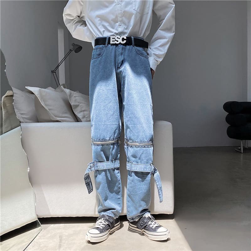 Quần Jean Nam - Baggy Jean ống rông khóa kéo phong cách hàn quốc