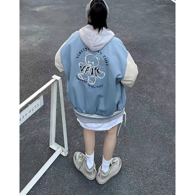 ÁO BOMBER KAKI VEN GẤU