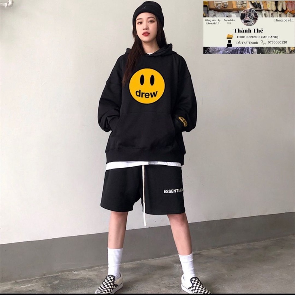 Áo Hoodie Drew mặt cười mũ 2 lớp form rộng Unisex nam nữ - Chất nỉ Cotton ngoại - Unisex Z