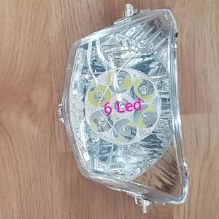 Đèn pha led lắp sẵn 6 Led bên trong xe Wave Cá, Rồng, Anpha