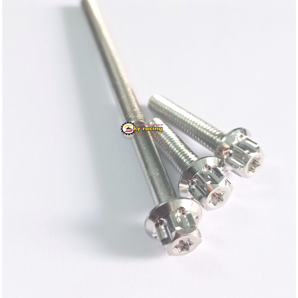 Combo 1 ốc nắp tròn và 2 nắp cánh bướm đầu trụ inox 304 gắn Dream,Wave