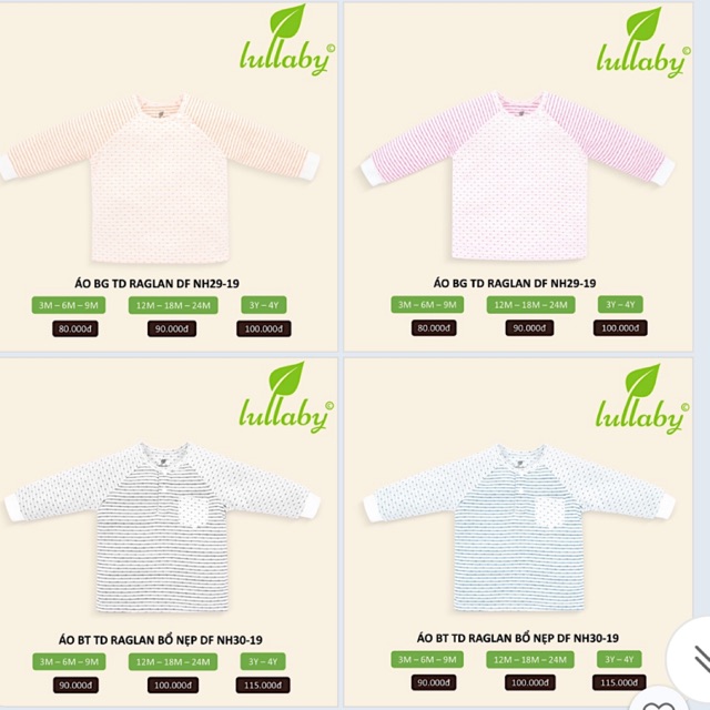 Áo Bé trai, bé gái thu đông 2 lớp Raglan bổ nẹp Lullaby