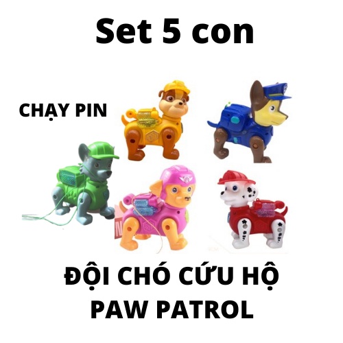 Đồ chơi chó cứu hộ PAW TROL dắt dây chạy pin đèn nhạc cho bé