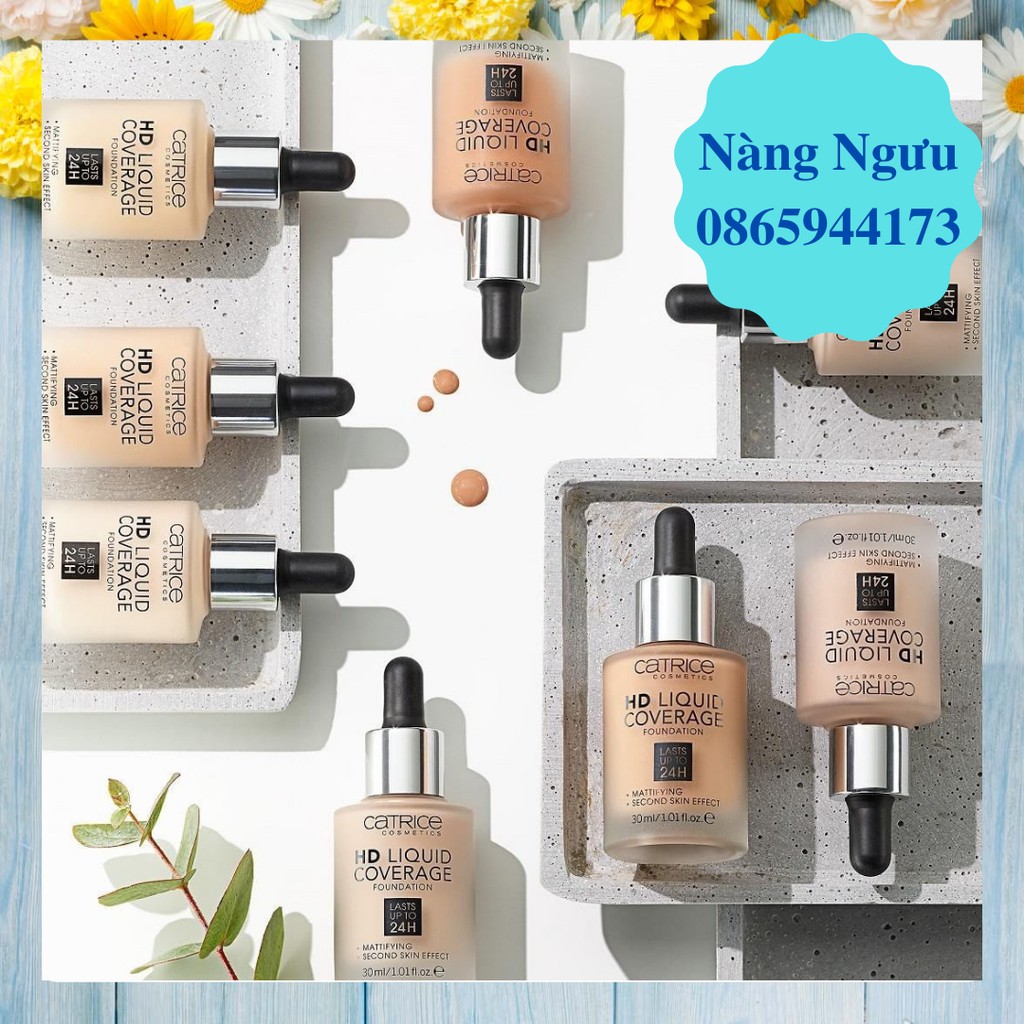 Kem Nền Catrice, Kem Che Khuyết Điểm, Kiềm Dầu, Che Phủ 99% Khuyết Điểm, HD Liquid Coverage 24h Chính Hãng Đức