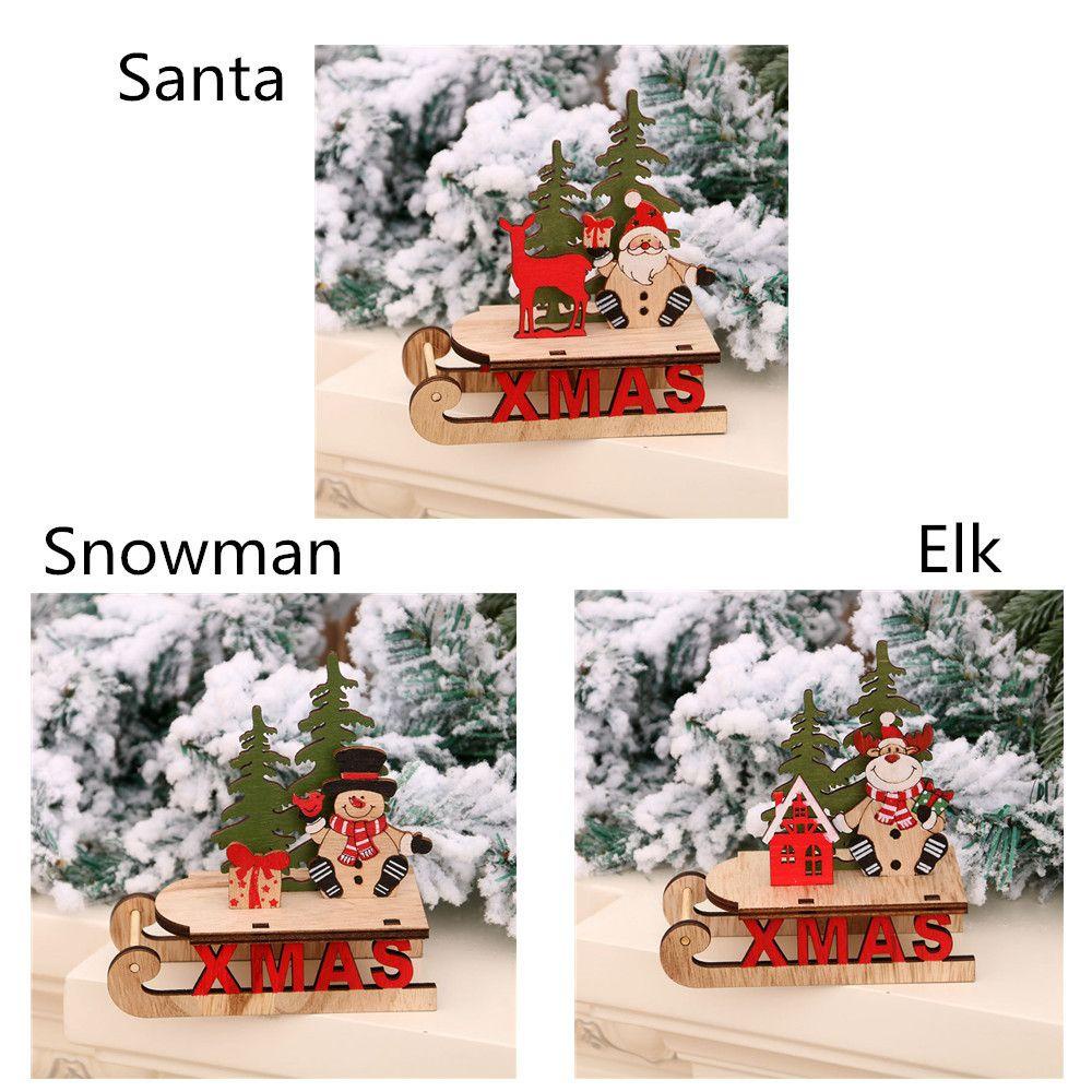 Phụ Kiện Trang Trí Bàn Làm Việc Bằng Gỗ Hình Ông Già Noel / Người Tuyết / Nai Sừng Tấm