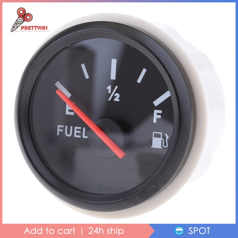 [Prettyia1] Đồng Hồ Đo Mức Độ Nhiên Liệu Xe Hơi Tàu Thuyền 2 "LED Chống Thấm Nước Màu Trắng