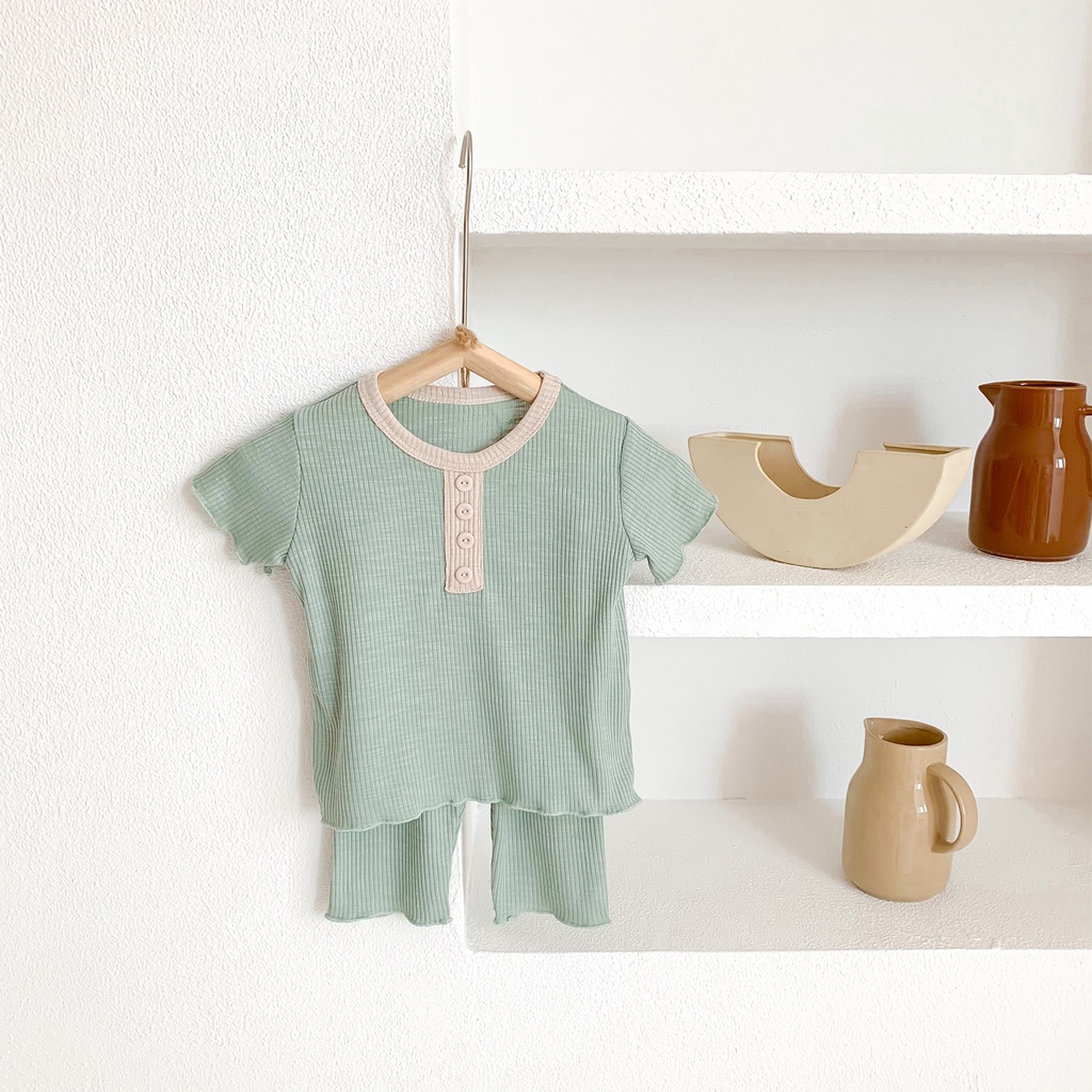 Set Đồ Ngủ Gồm Áo Thun + Quần Ngắn Chất Liệu Cotton Mềm Mại Thời Trang Mùa Hè Cho Bé Sơ