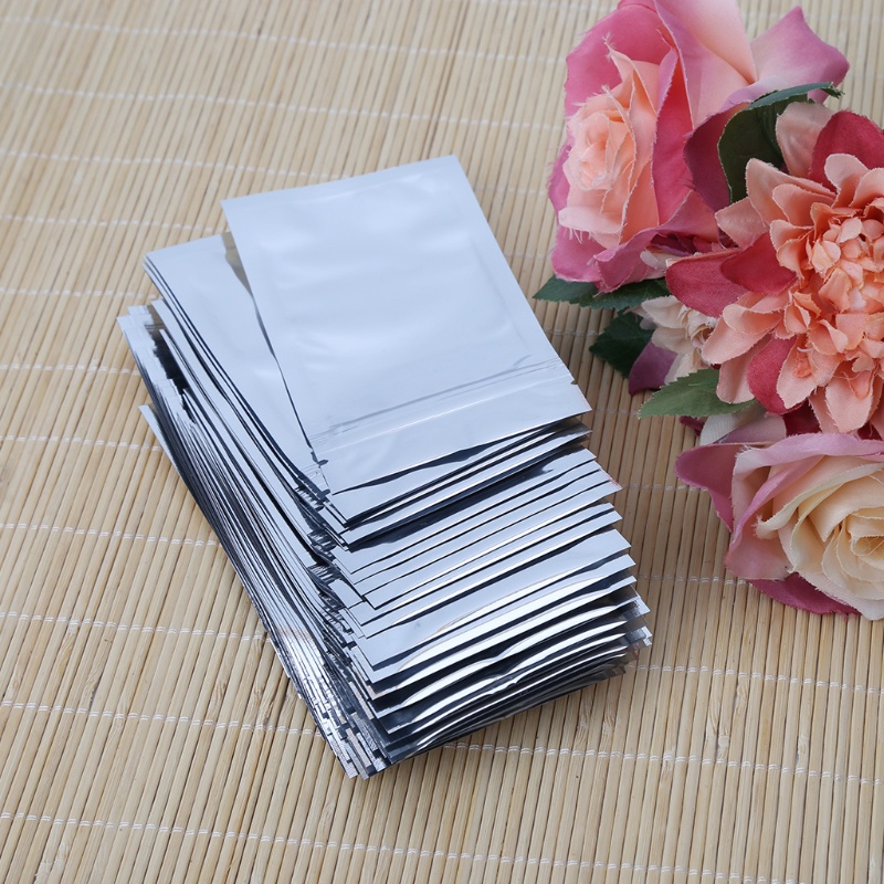 Set 50 túi zip trong suốt bằng lá nhôm bạc 7x13cm chống rò rỉ