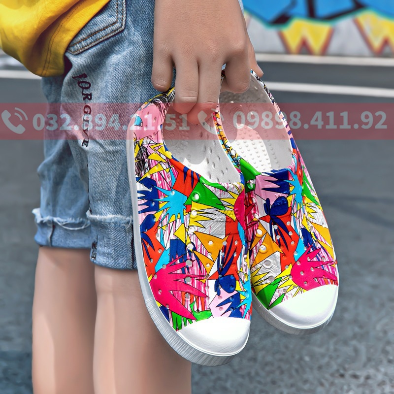 Giày native💖FREESHIP💖giày native họa tiết sắc  mầu SHINNATIVE05 tặng thêm 2 sticker native