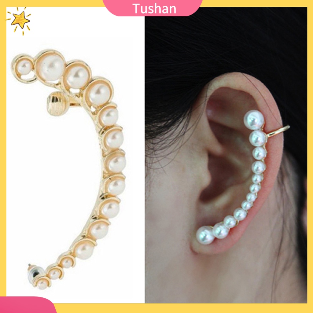1 bông kẹp tai trái đính ngọc trai giả Punk Retro