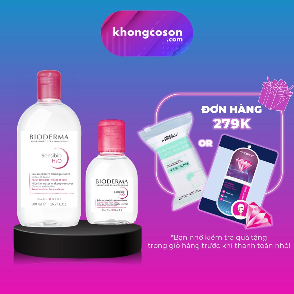 Tẩy Trang Bioderma Sensibio H2O Micellar Water Hồng 500ml 250ml 100ml - Khongcoson