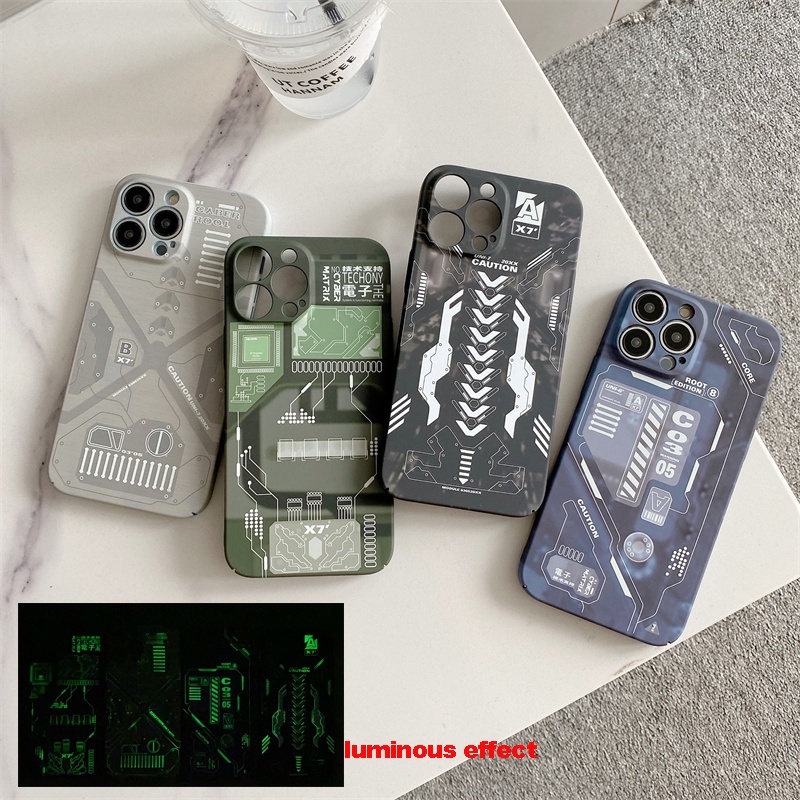 Ốp Điện Thoại Nhựa Cứng In Hình Bảng Mạch Mecha Dạ Quang Cho iPhone 13 / 13 Pro / 13 Pro Max / 12 Pro Max / 12Pro / 12