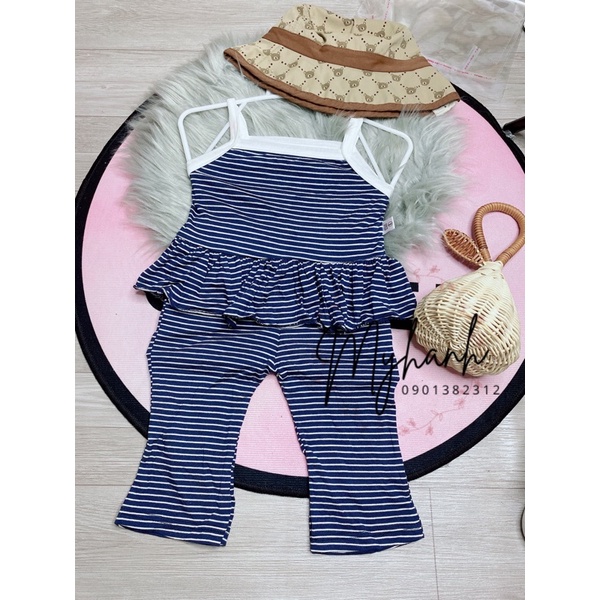 set áo kẻ + quần lửng kẻ ống loe (7-23kg)