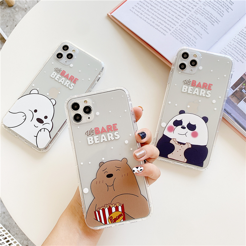 The cute snowflake bare bear is suitable for mobile phone case SAMSUNG S9 Plus all-inclusive soft case S10 S10plus S20plus S20 S20ultra S20fe S21/S30 S21Plus S21 transparent shockproof mobile phone soft TPU mobile phone case