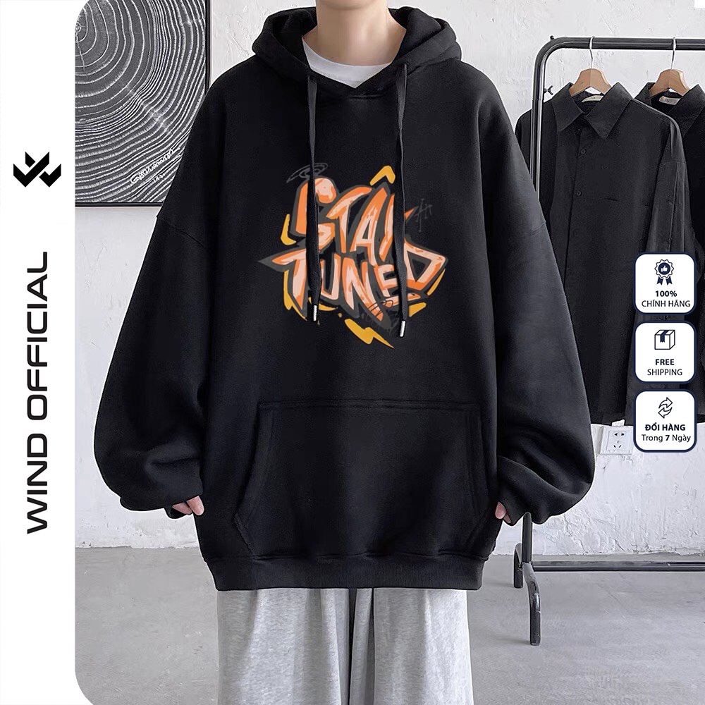 Áo hoodie unisex WIND form rộng nỉ nam nữ STAY TUNED HD11 thời trang thu đông oversize - Hàng mới về