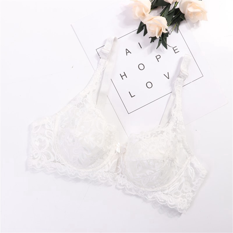 Women Sexy Push Up 3/4 cup Back Double-Row Buckle Full Lace Bra