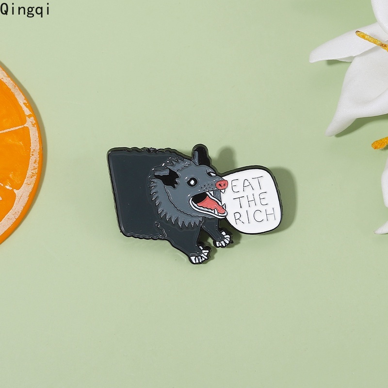 Huy hiệu cài áo MISS ZOE bằng hợp kim tráng men phong cách hoạt hình Eat The Rich Yelling dễ thương