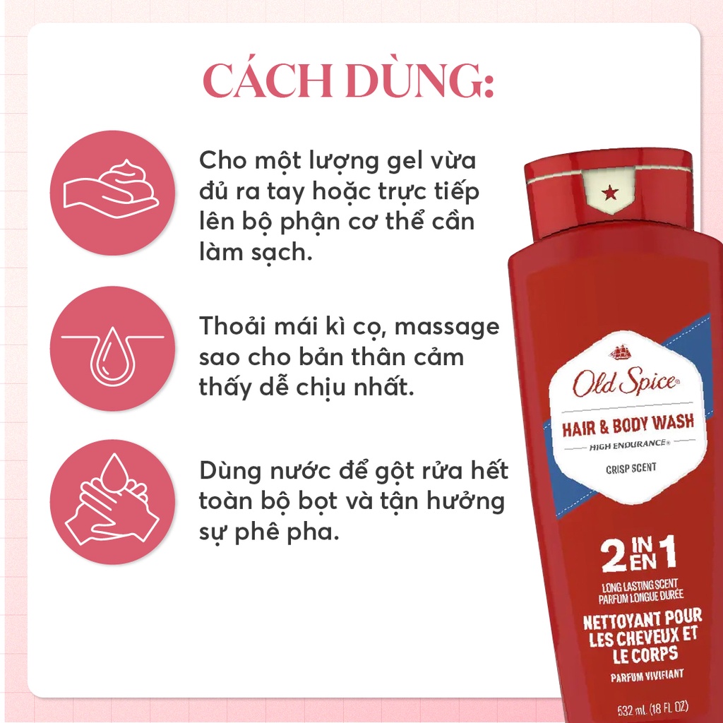 Sữa Tắm Gội Cho Nam Old Spice 2 in 1 532ml - Nhập Khẩu Chính Hãng Mỹ | Rendi Store