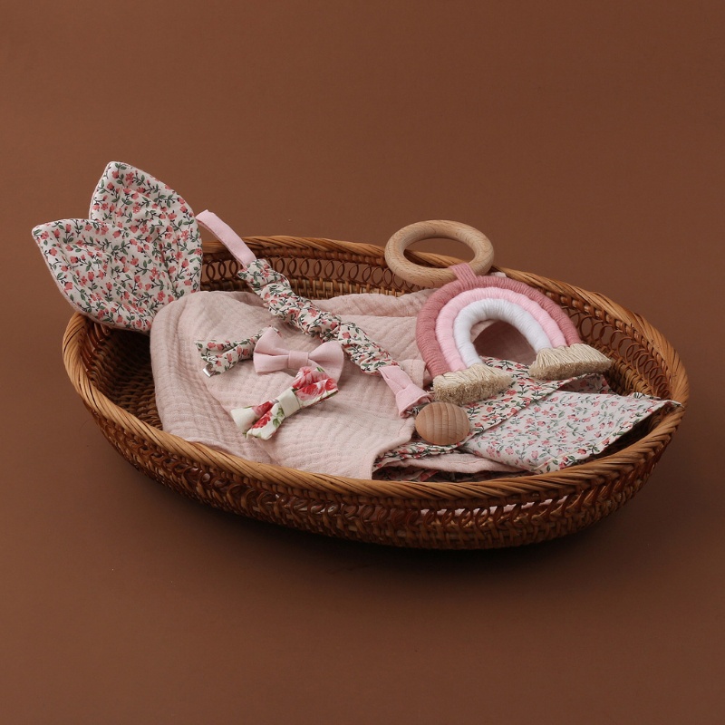 Bộ Dây Kẹp Núm Vú Giả + Kẹp Tóc Bằng Cotton Cho Bé