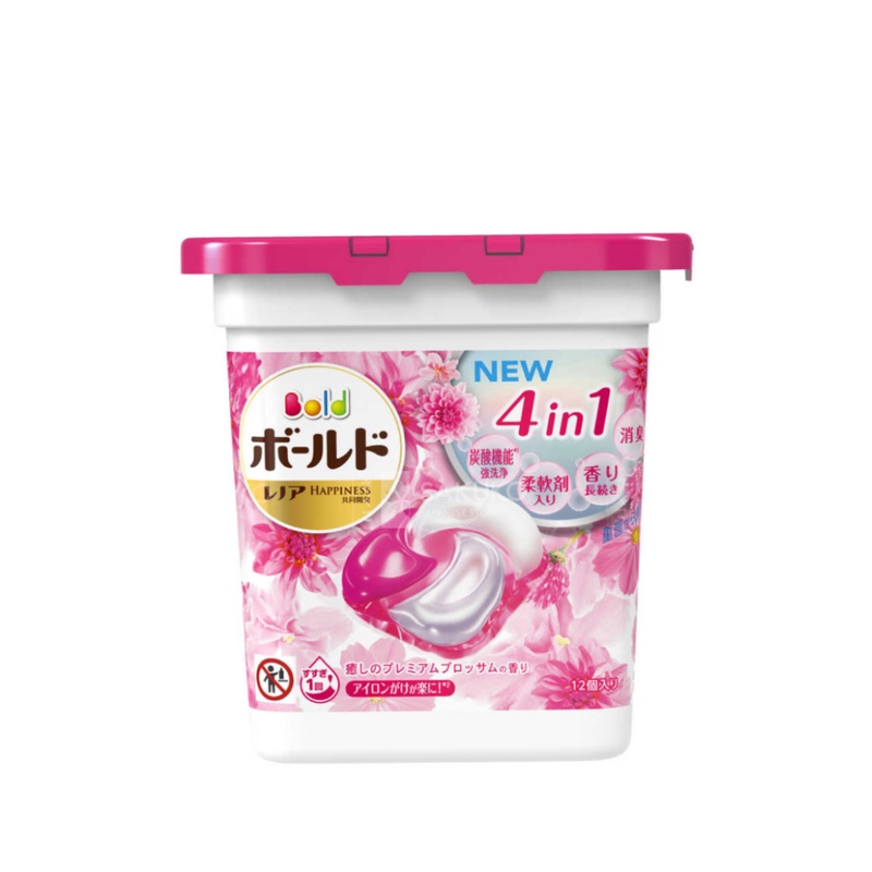 Viên giặt xả quần áo 4D Gel 4in1 Nhật Bản hương hoa dịu ngọt 12 viên