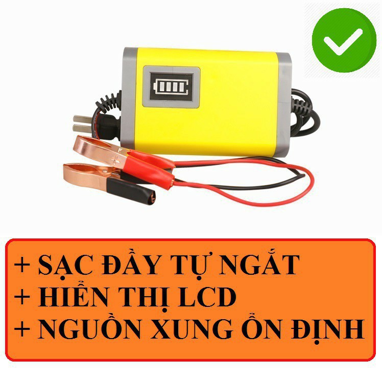 Bộ Sạc Ắc Quy Thông Minh Tự Ngắt 12V 7ah 10ah 12ah 15ah 18ah 20ah Máy Sạc Ắc Quy Xe MáySạc Bình Nhanh Cho Xe Máy, Ô TÔ