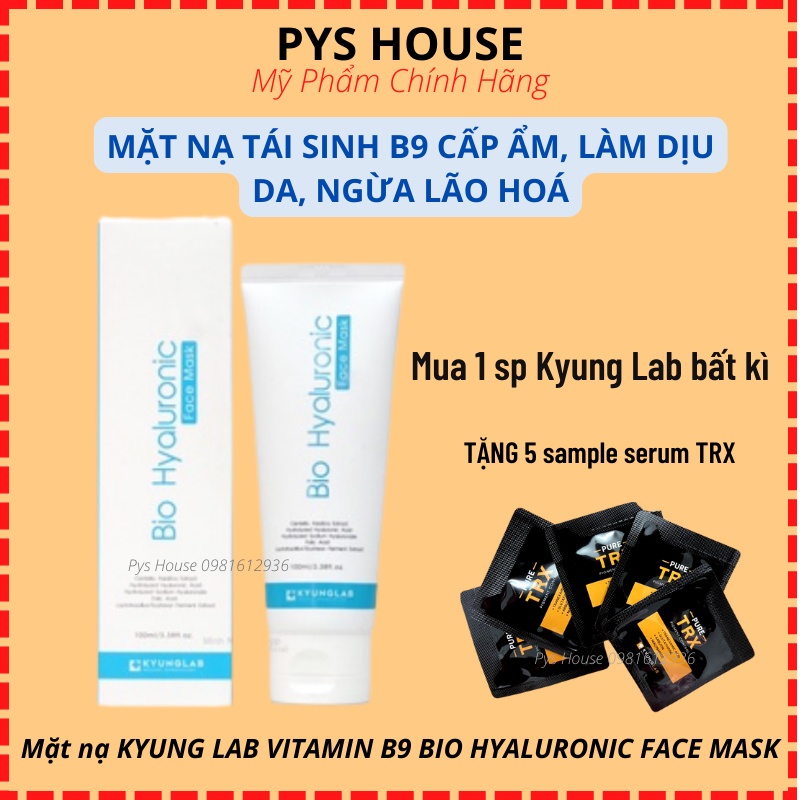 Mặt nạ KYUNG LAB VITAMIN B9 BIO HYALURONIC FACE MASK cấp ẩm, làm dịu da, ngừa lão hóa 100ml Mặt nạ B9 Kyung Lab