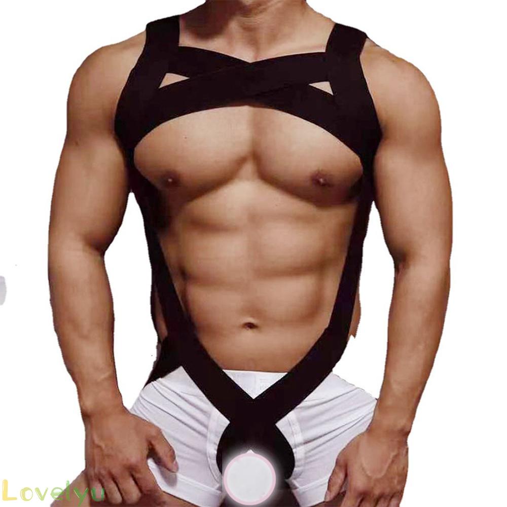Male Underwear Black Bodysuit Fashion Jumpsuit Stage Performance Costume