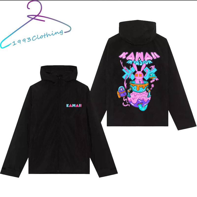 ÁO KHOÁC DÙ CÓ NÓN FORM RỘNG IN HÌNH KAWAI VISION,FREESHIP,LOCAL BRANDHÀNG VNXK 2 LỚP CHÓNG NẮNG,1993CLOTHING