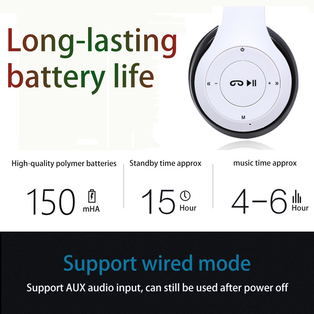 Tai Nghe Bluetooth Không Dây P47 Âm Thanh 4D Gấp Gọn Được Có Thể Gấp Gọn