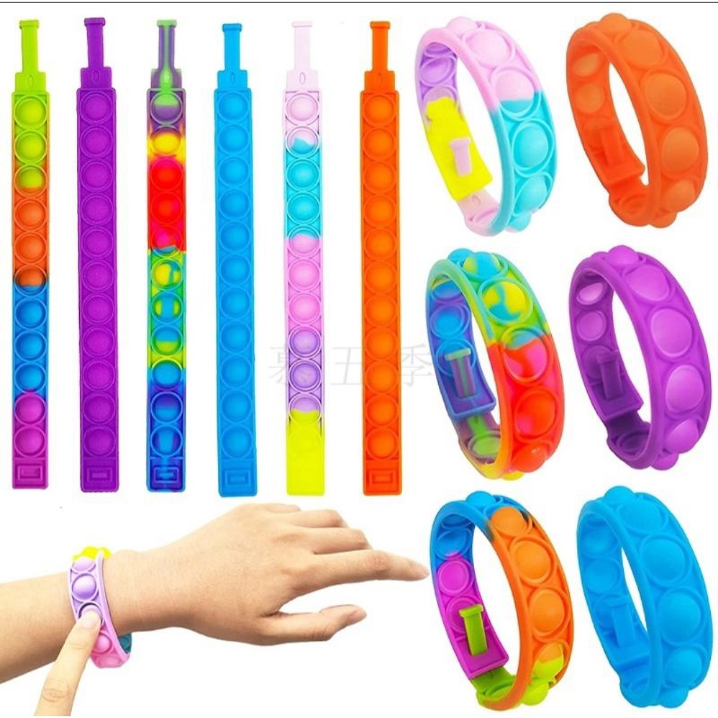 VÒNG TAY POP IT CẦU VỒNG SẮC MÀU GIẢM STRESS SILICON (BẤM BONG BÓNG)