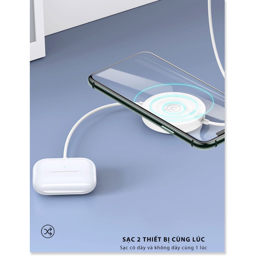 Đế sạc không dây 3in1 cho Iphone/Apple Watch/ Airpods tích hợp cáp sạc Lightning USAMS