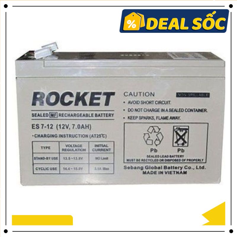 Ắc quy Lưu điện Rocket ES12-7 (12V-7Ah)