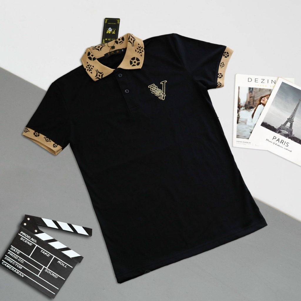 Áo Thun Nam Cổ Trụ Phối Hình In Cổ Tay Ngắn Chất Cotton Mềm Mịn Chuẩn Dáng Men [NEW UNISEX]